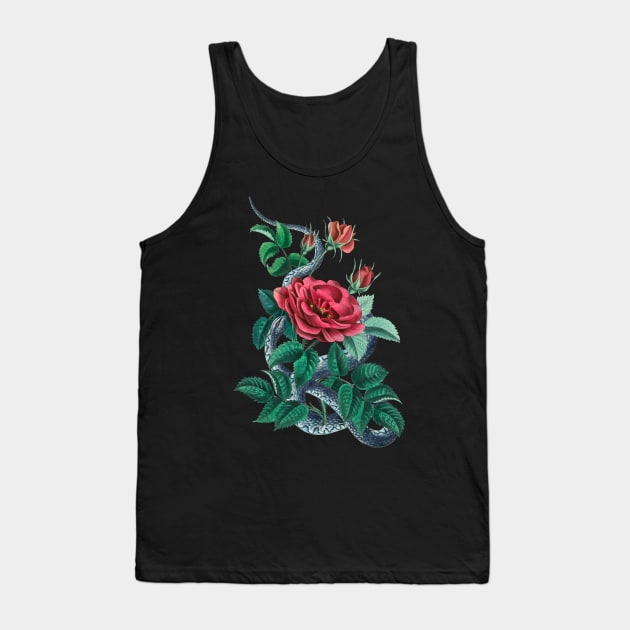 Red rose and blue snake Tank Top by CatyArte